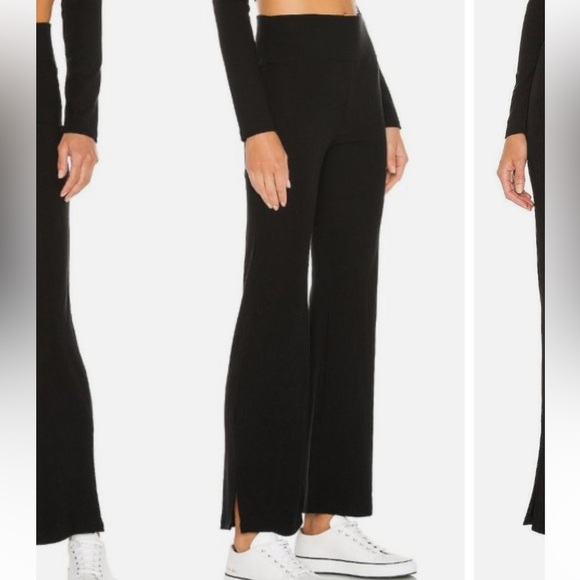 Revolve Year of Ours ribbed flare legging side slit pant in black size small - Picture 1 of 7
